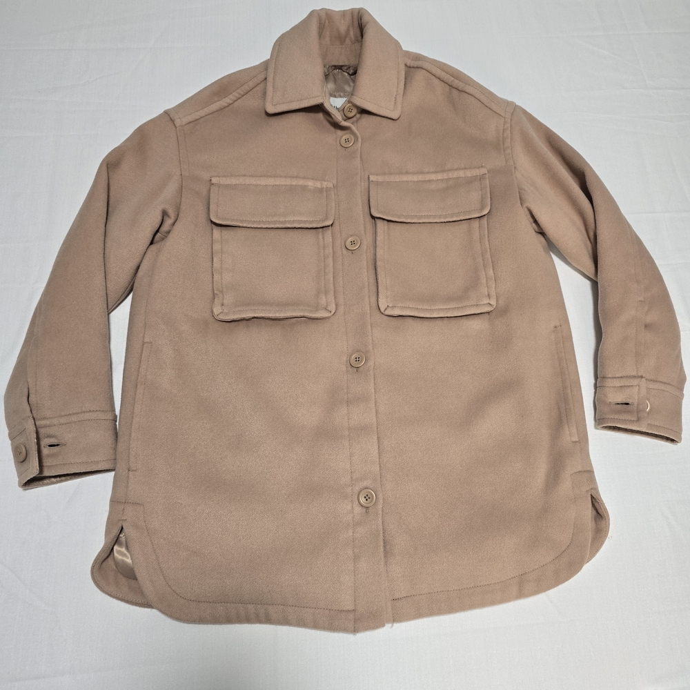 Women Abercrombie & Fitch Oversized Button Up Teddy Fleece Shirt Jacket Pockets